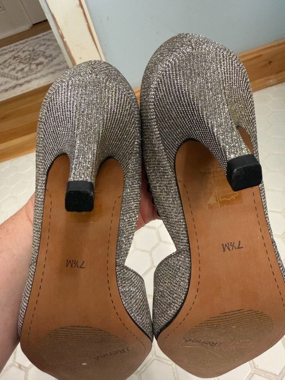J. Renee Zayna Pewter Glitter D'Orsay Pumps Beaded Heels 7.5 New - Picture 6 of 10